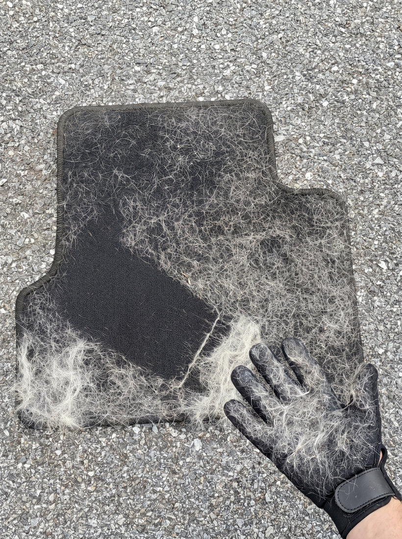 FurGlide on a hairy car mat