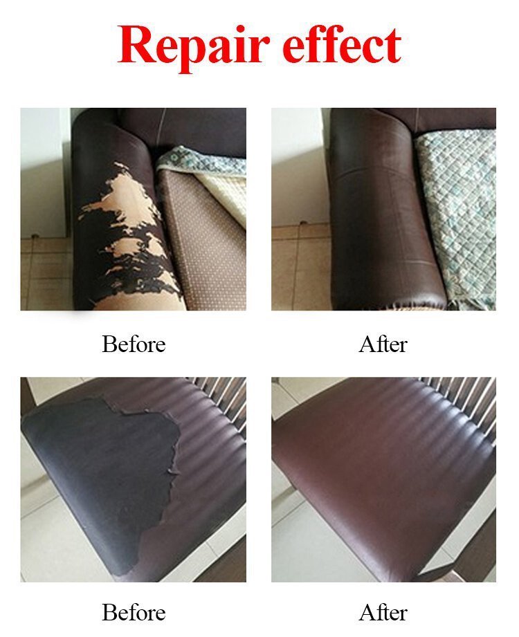 Leather sofa repaired with LeatherMend patch