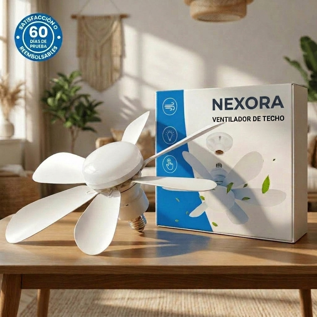 NEXORA Lámpara Ventilador de Techo 2 en 1 — Silencioso · Luz LED Regulable · Mando a Distancia