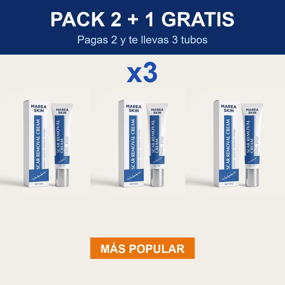 Pack 2 + 1 gratis: 3 tubos de Marea Skin