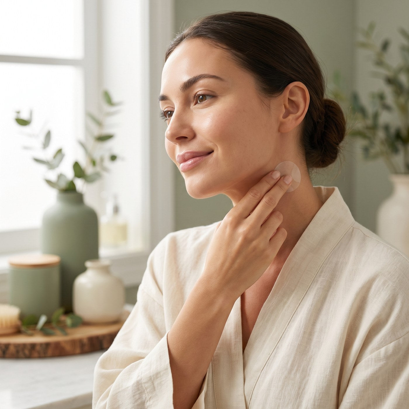 Applying the microneedle skin tag patch to clean skin